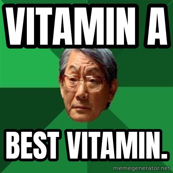 High Expectations Asian Father meme: Vitamin A / Best vitamin.