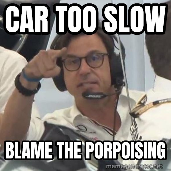 Toto Taps His Head meme: Car too slow / Blame the porpoising