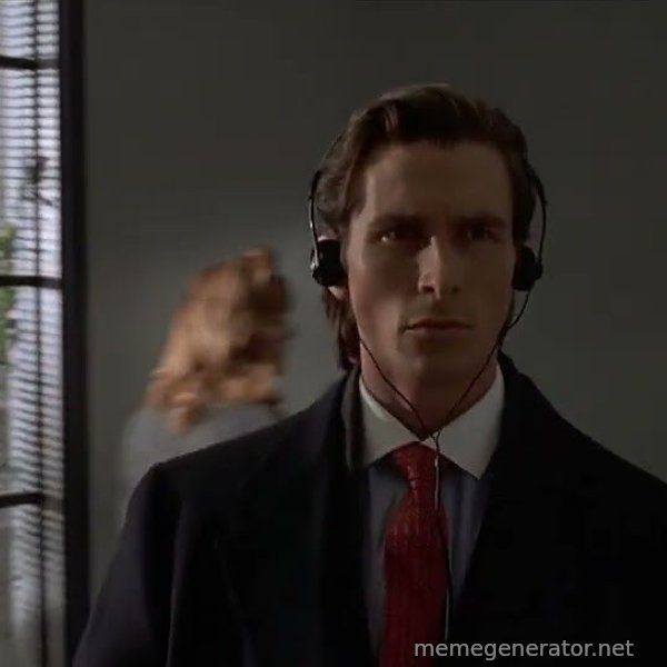 Patrick Bateman Walking meme template