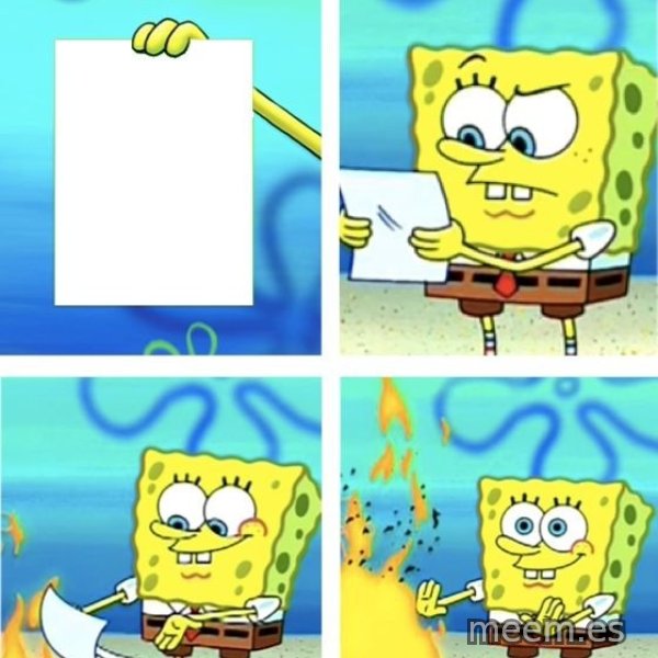 SpongeBob Burning Paper meme template